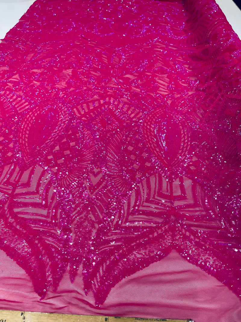 New Royalty sequin design on a 4 way stretch mesh fabric-sold by the yard.