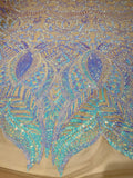 New Royalty sequin design on a 4 way stretch mesh fabric-sold by the yard.