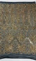 Feather Damask Shiny Sequin Design on a 4 Way Stretch mesh Fabric-Prom Night -Sold by The Yard.