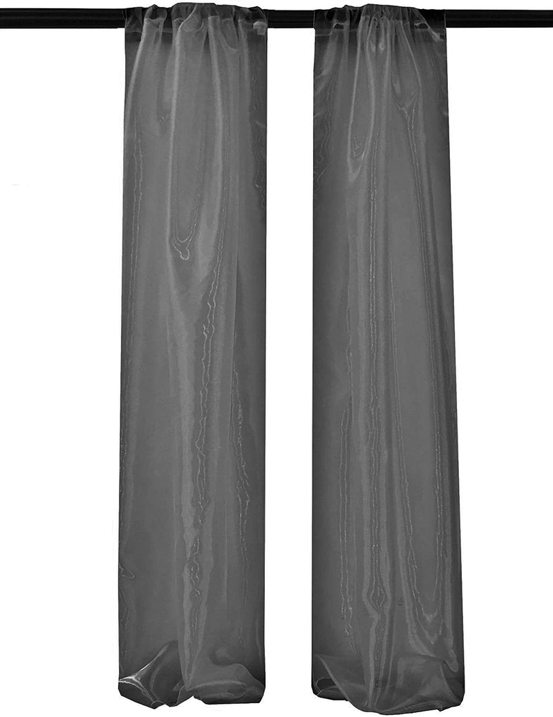 5 Feet Wide  x 9 Feet High, Polyester Sheer Mirror Organza Backdrop Drape, Curtain Panels, Room Divider, 1 Pair.