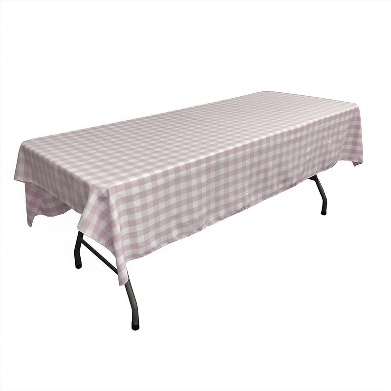 60" Wide x 90" Long Rectangular Polyester Poplin Gingham Checkered Tablecloth