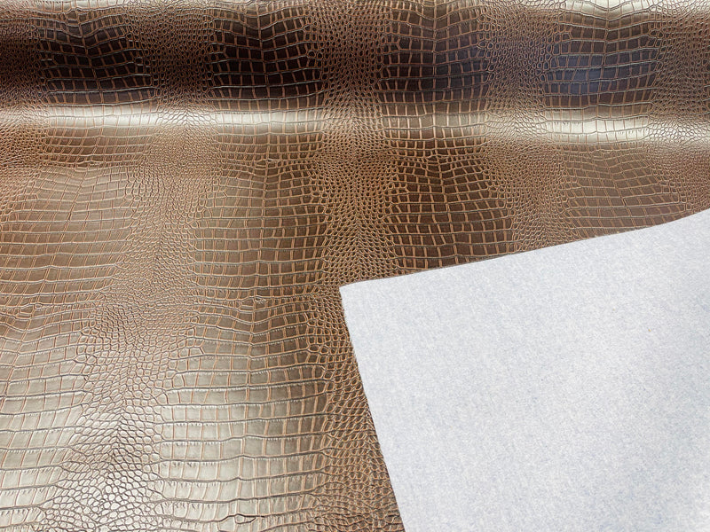 53/54" Wide Gator Fake Leather Upholstery, 3-D Crocodile Skin Texture Faux Leather PVC Vinyl Fabric By The Yard