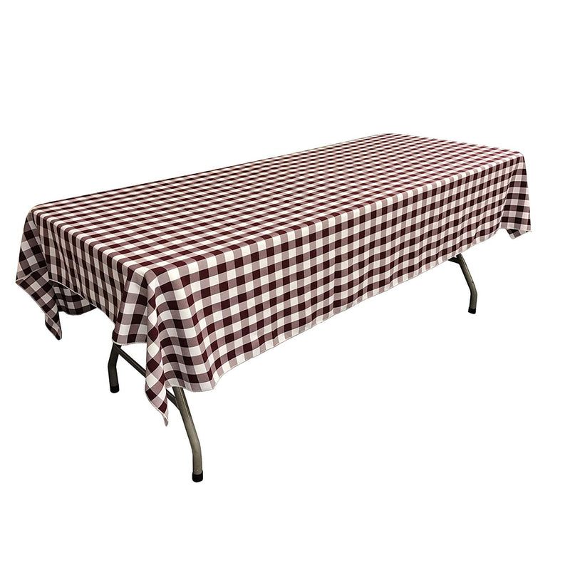 60" Wide x 102" Long Rectangular Polyester Poplin Gingham Checkered Tablecloth