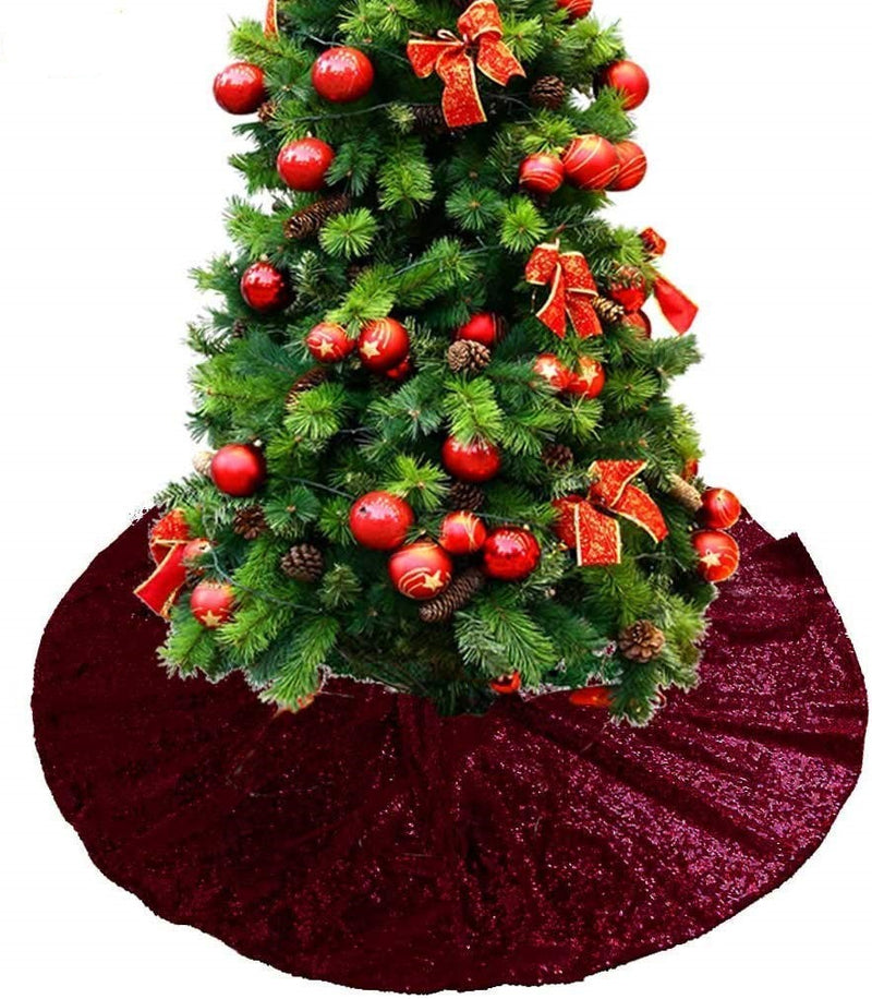 48" Round Decorative Sequins Tree Skirt for Christmas/Thanksgiving Day