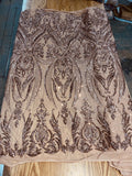 Damask Sequin Design On A 4 Way Stretch Mesh- Sold By The Yard