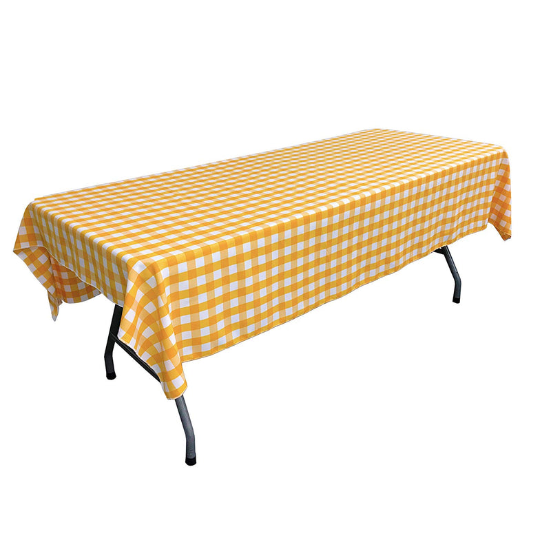 60" Wide x 102" Long Rectangular Polyester Poplin Gingham Checkered Tablecloth