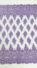 Erin Diamond Beaded Metallic Floral Embroider On a Mesh Lace Fabric - Sold By The Yard - New Creations Fabric & Foam Inc