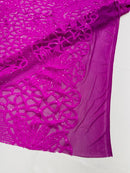 Feather Damask Shiny Sequin Design on a 4 Way Stretch mesh Fabric - Prom Night - Sold by The Yard. - New Creations Fabric & Foam Inc