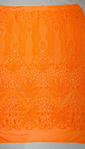 Feather Damask Shiny Sequin Design on a 4 Way Stretch mesh Fabric - Prom Night - Sold by The Yard. - New Creations Fabric & Foam Inc