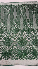 Feather Damask Shiny Sequin Design on a 4 Way Stretch mesh Fabric - Prom Night - Sold by The Yard. - New Creations Fabric & Foam Inc
