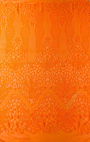 Feather Damask Shiny Sequin Design on a 4 Way Stretch mesh Fabric - Prom Night - Sold by The Yard. - New Creations Fabric & Foam Inc