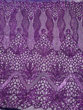 Feather Damask Shiny Sequin Design on a 4 Way Stretch mesh Fabric - Prom Night - Sold by The Yard. - New Creations Fabric & Foam Inc