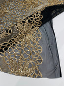 Feather Damask Shiny Sequin Design on a 4 Way Stretch mesh Fabric - Prom Night - Sold by The Yard. - New Creations Fabric & Foam Inc