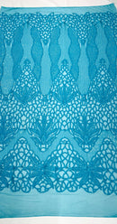 Feather Damask Shiny Sequin Design on a 4 Way Stretch mesh Fabric - Prom Night - Sold by The Yard. - New Creations Fabric & Foam Inc