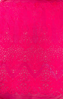 Feather Damask Shiny Sequin Design on a 4 Way Stretch mesh Fabric - Prom Night - Sold by The Yard. - New Creations Fabric & Foam Inc