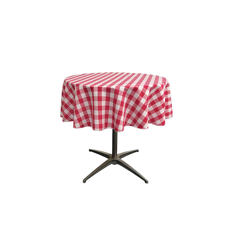 42" Round Tablecloth for 30" Round Small Coffee Table with 6" Drop, Polyester Checkered Gingham Plaid Table Overlay