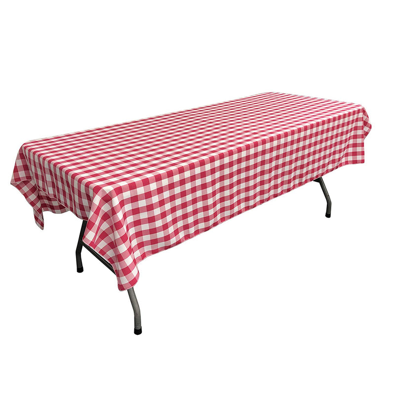 60" Wide x 102" Long Rectangular Polyester Poplin Gingham Checkered Tablecloth