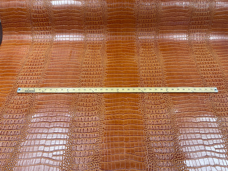 53/54" Wide Gator Fake Leather Upholstery, 3-D Crocodile Skin Texture Faux Leather PVC Vinyl Fabric By The Yard