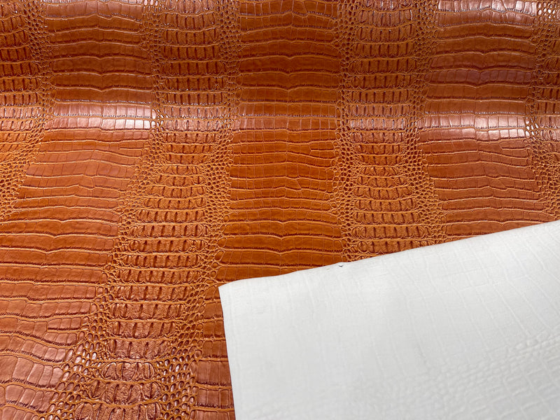 53/54" Wide Gator Fake Leather Upholstery, 3-D Crocodile Skin Texture Faux Leather PVC Vinyl Fabric By The Yard