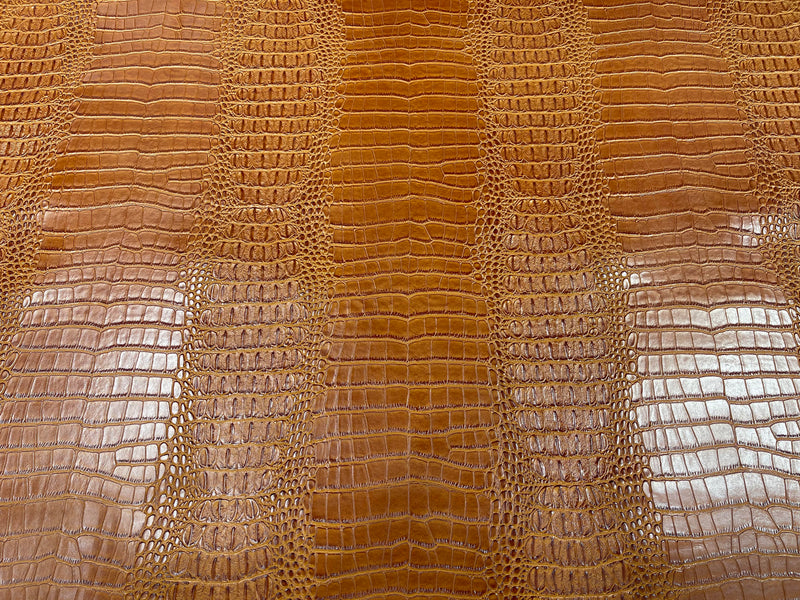 53/54" Wide Gator Fake Leather Upholstery, 3-D Crocodile Skin Texture Faux Leather PVC Vinyl Fabric By The Yard