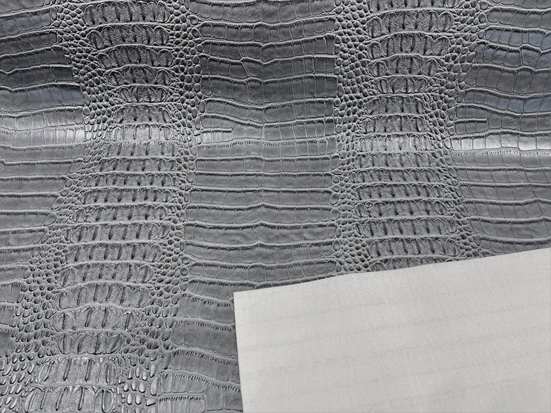 53/54" Wide Gator Fake Leather Upholstery, 3-D Crocodile Skin Texture Faux Leather PVC Vinyl Fabric By The Yard