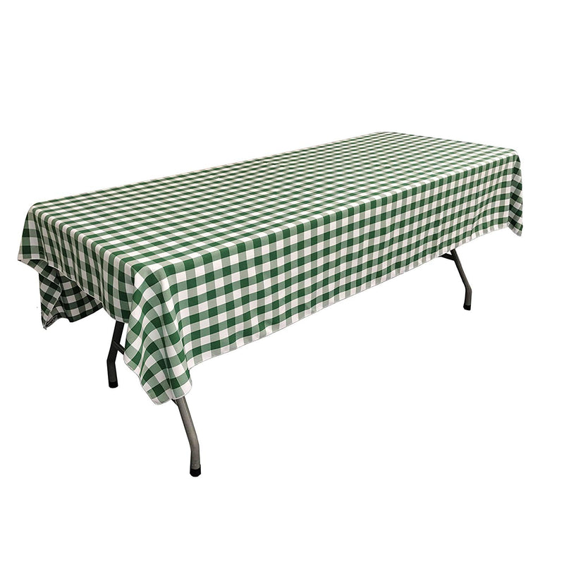 60" Wide x 102" Long Rectangular Polyester Poplin Gingham Checkered Tablecloth