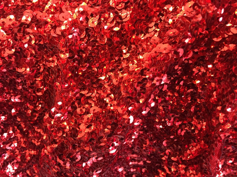 Red mermaid fish scales sequins- seaweed sequins design- sold by the yard.58" wide.