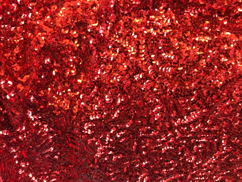 Red mermaid fish scales sequins- seaweed sequins design- sold by the yard.58" wide.