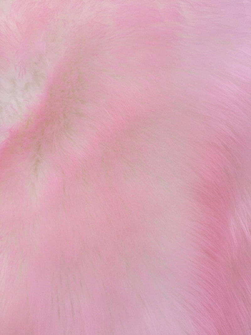 Pink/ivory deluxe cotton candy design- shaggy faux fun fur-2 tone super soft faux fur- sold by the yard-