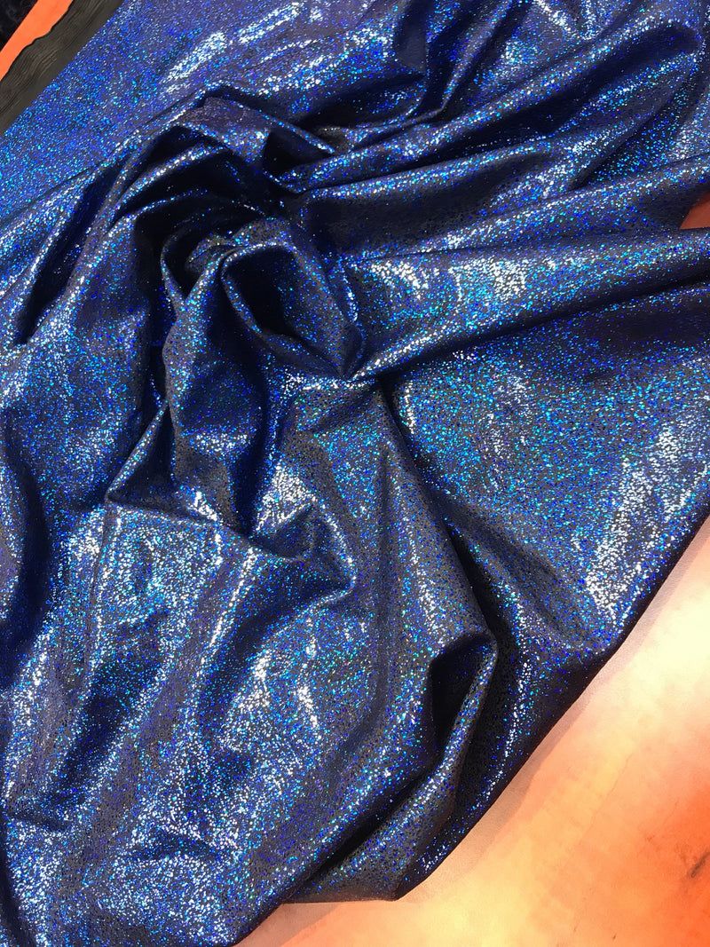 Royal blue-black  iridescent shattered glass design 4 way Stretch nylon spandex-dresses-fashion-leggings-baiting suits-sold by the yard.