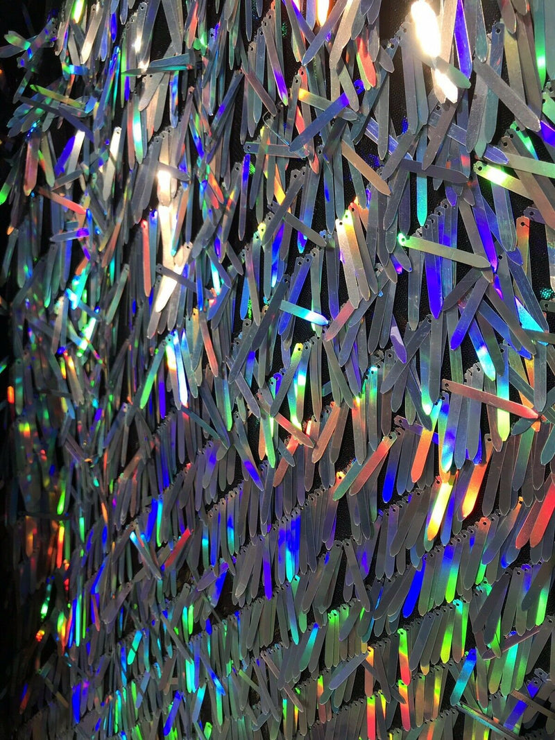 Swords Design Iridescent Sequins Burning Man Costume Craft Fabric By The Yard.