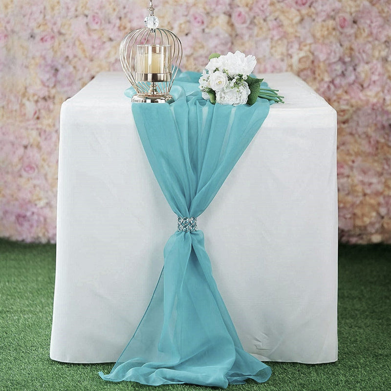New Creations Fabric & Foam Inc, Chiffon Table Runner 18" Wide by 180" Wide Extra Long, Wedding Runners, Holiday Table Runners,