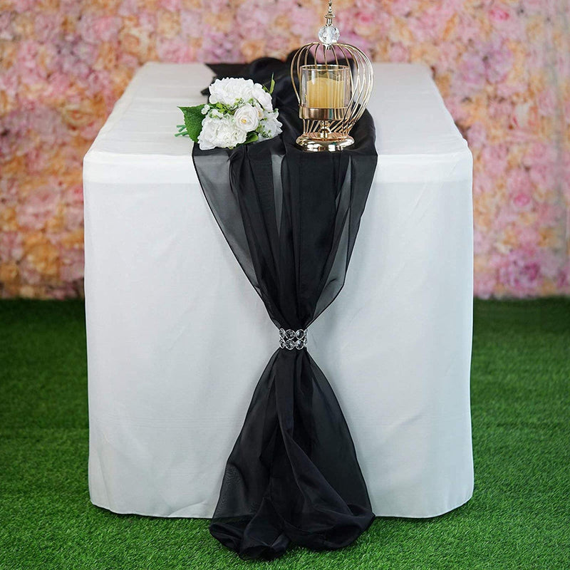 New Creations Fabric & Foam Inc, Chiffon Table Runner 18" Wide by 180" Wide Extra Long, Wedding Runners, Holiday Table Runners,