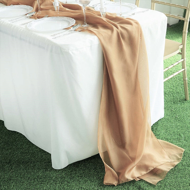 New Creations Fabric & Foam Inc, Chiffon Table Runner 14" by 120" Extra Long, Wedding Runners, Holiday Table Runners, Long Table Runners