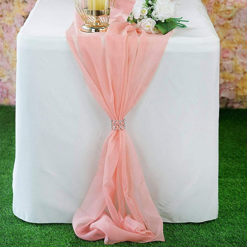 New Creations Fabric & Foam Inc, Chiffon Table Runner 27" Wide by 120" Wide Extra Long, Wedding Runners, Holiday Table Runners,