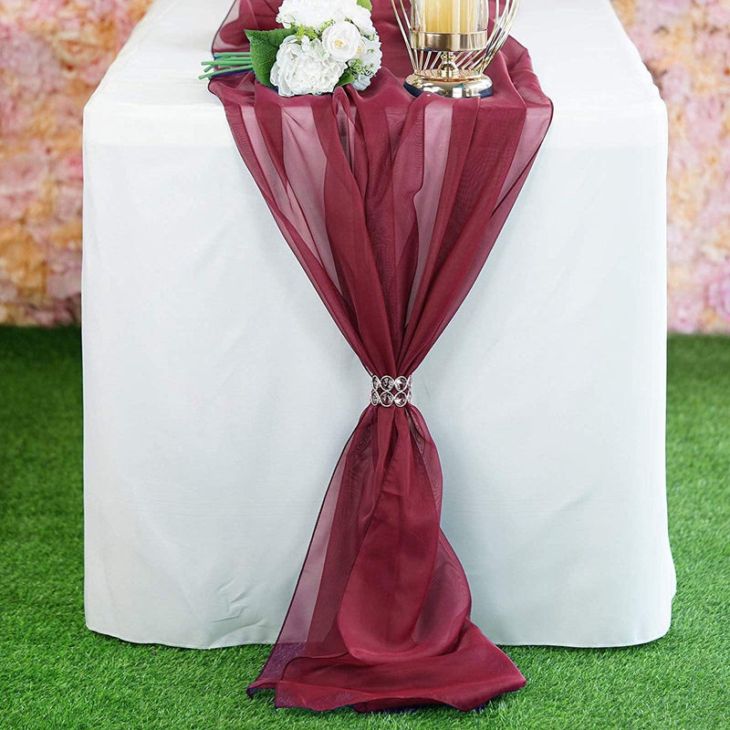New Creations Fabric & Foam Inc, Chiffon Table Runner 18" Wide by 180" Wide Extra Long, Wedding Runners, Holiday Table Runners,