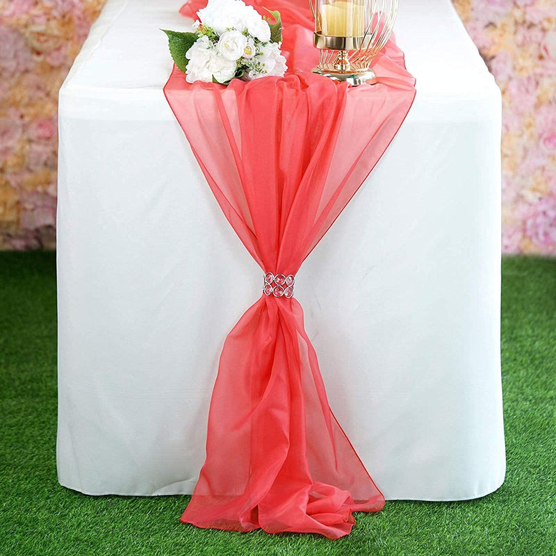 New Creations Fabric & Foam Inc, Chiffon Table Runner 18" Wide by 180" Wide Extra Long, Wedding Runners, Holiday Table Runners,