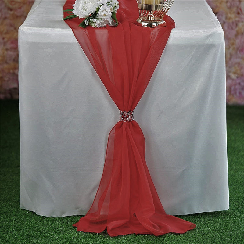 New Creations Fabric & Foam Inc, Chiffon Table Runner 27" Wide by 120" Wide Extra Long, Wedding Runners, Holiday Table Runners,