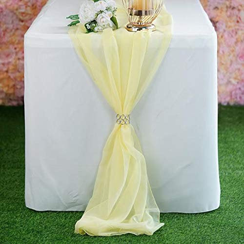 New Creations Fabric & Foam Inc, Chiffon Table Runner 27" Wide  by 120" Long Extra Long, Wedding Runners, Holiday Table Runners,