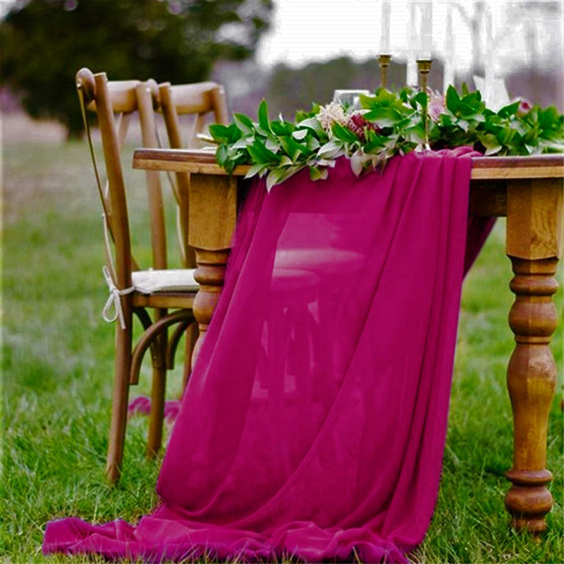 New Creations Fabric & Foam Inc, Chiffon Table Runner 18" by 180" Extra Long, Wedding Runners, Holiday Table Runners, Long Table Runners