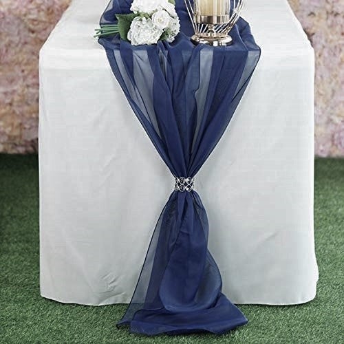 New Creations Fabric & Foam Inc, Chiffon Table Runner 27" Wide by 120" Long Extra Long, Wedding Runners, Holiday Table Runners,