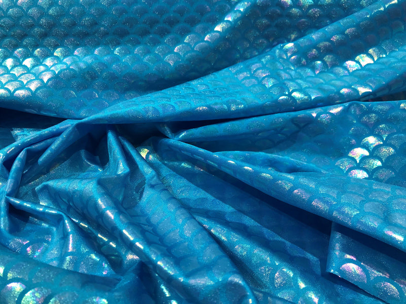 New Creations Fabric & Foam Inc, 60" Wide Mermaid Iridescent Illusion Spandex Fish Scale 4 Way Stretch Fabric By The Yard