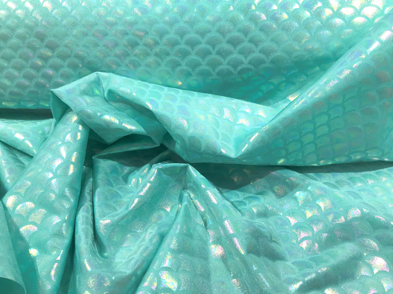 New Creations Fabric & Foam Inc, 60" Wide Mermaid Iridescent Illusion Spandex Fish Scale 4 Way Stretch Fabric By The Yard