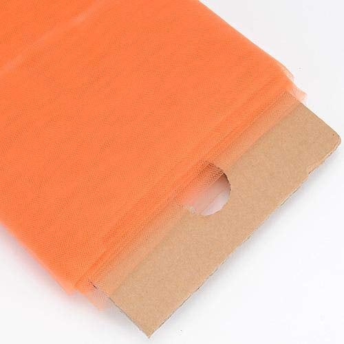 Orange 54" Wide by 40 Yards Long (120 Feet) Polyester Tulle Fabric Bolt, for Wedding and Decoration.