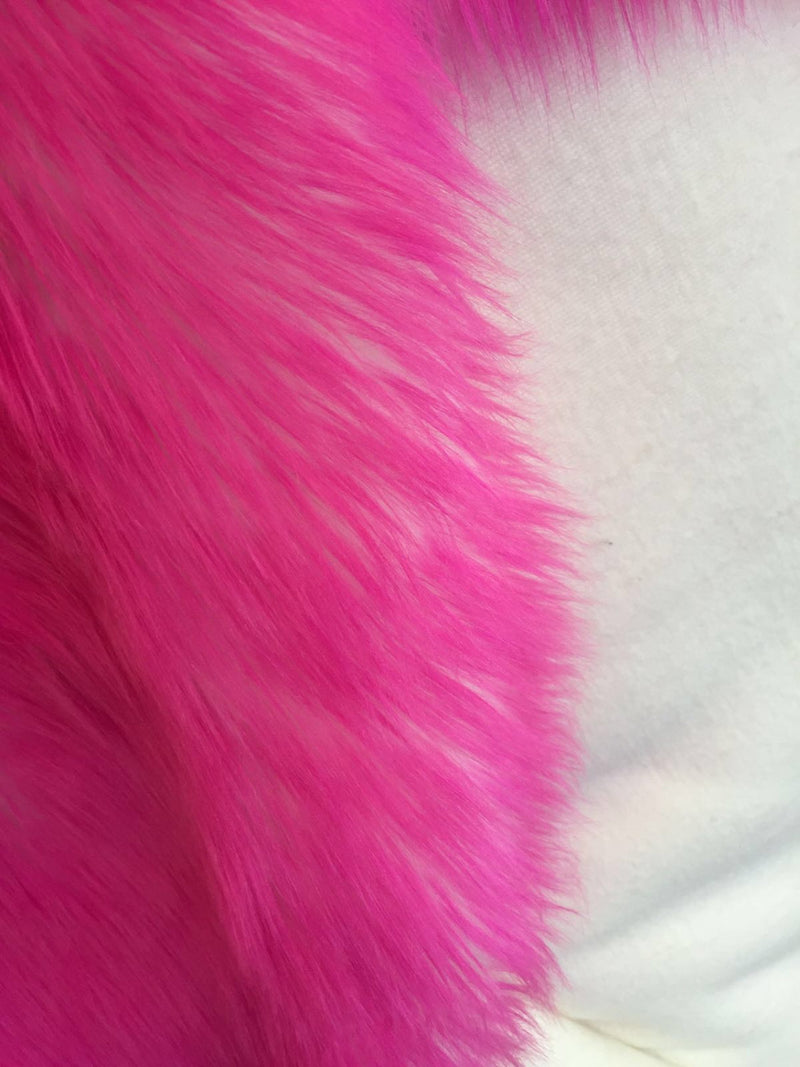 Fuchsia/ivory deluxe cotton candy design-shaggy fun faux fur-2tone super soft faux fur- sold by the yard.