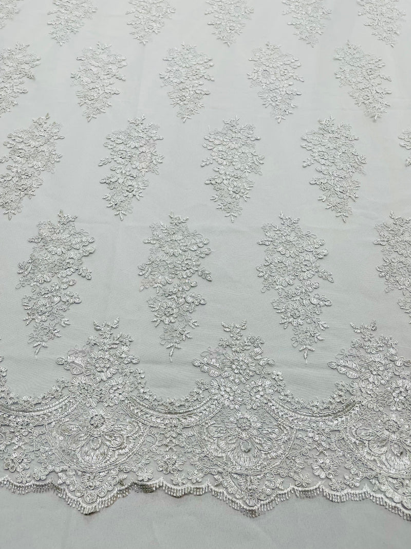 Valentina Floral embroider with sequins on a corded mesh lace fabric-sold by the yard.