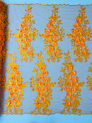 Rosa 3d Floral Design With Rhinestones 54" Wide| New Creations Fabric & Foam Inc.