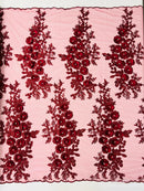 Rosa 3d Floral Design With Rhinestones 54" Wide| New Creations Fabric & Foam Inc.