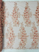 Rosa 3d Floral Design With Rhinestones 54" Wide| New Creations Fabric & Foam Inc.
