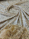 All over Heavy hand beaded princess design embroider with beads-pearls-sequins on a mesh lace-sold by yard.